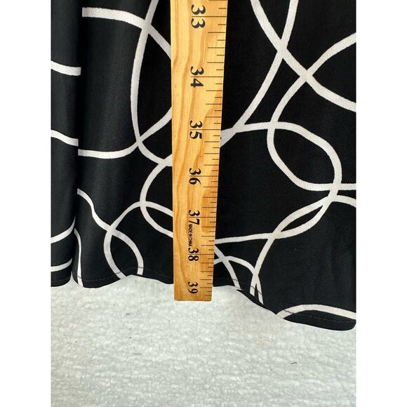 Van Heusen Black and White Geometric Midi Fit and Flare Dress - Size 2 Preowned - Picture 5 of 7